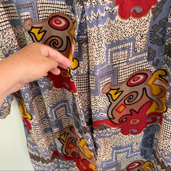 VTG Italian Silk Shirt All Over Print Loud 1990s - Picture 10 of 13